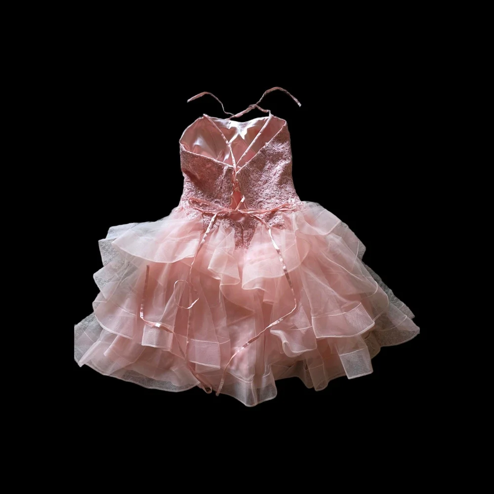 Pink Strapless Ruffled Dress - Picture 2 of 2